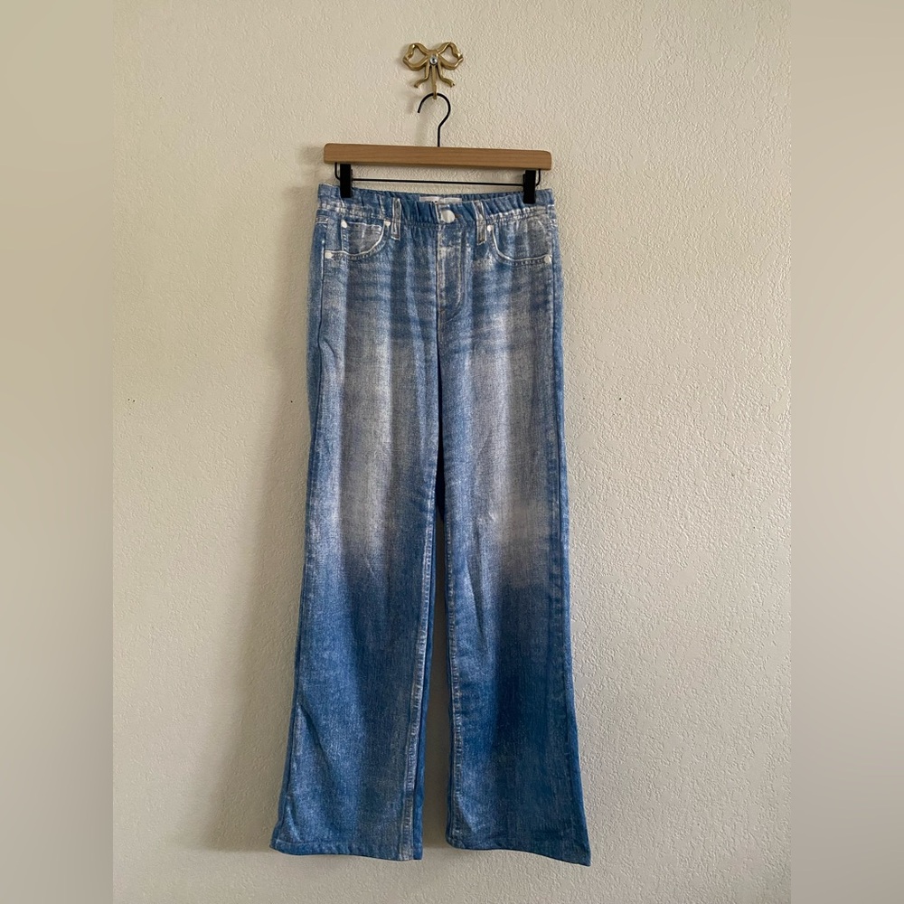 NWT Mila Rosabella Medium Wash Printed Pull on Sweat Pants Women's M New